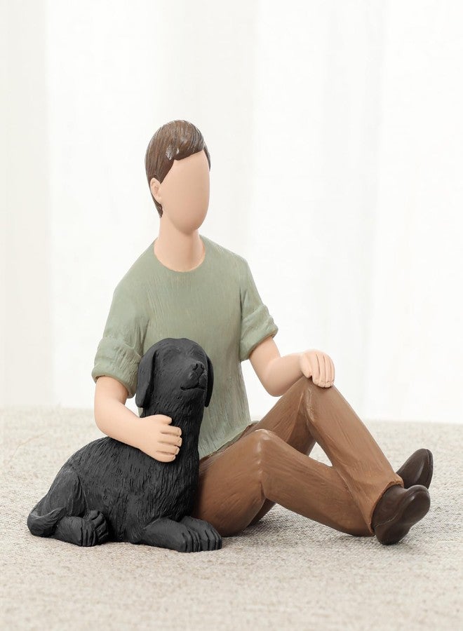 Carracci Man with Black Dog Figurine, Boy and Dog Friendship Remembrance Gifts, A Cherished Tribute to Unconditional Pet Love - Image 5